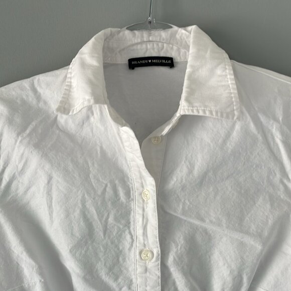 BRANDY MELVILLE white collared long sleeve shirt - Picture 2 of 4